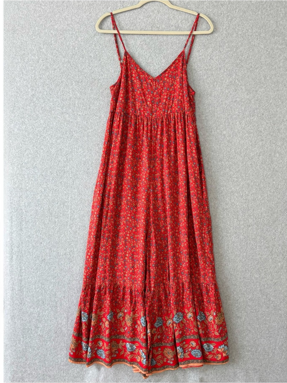 Natural Life Jamie Jumpsuit Romper Wide Leg Red Floral Boho Festival Size Small